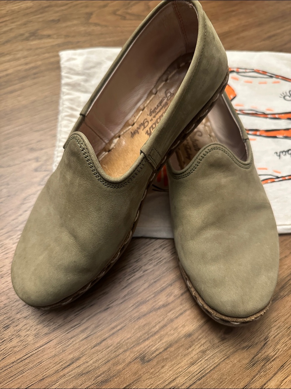 Sage Green Nubuck Leather Sabah Loafer Women’s Size 39 (7.5) - Picture 4 of 5